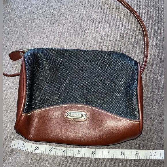 Vintage Esprit Purse Two Tone Black Brown 90s Shoulder Crossbody Bag Retro Small - Picture 7 of 12